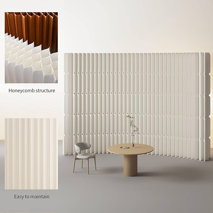 Foldable Paper Room Divider - Portable Accordion Privacy Screen, Freestanding Partition for Living Room & Home Office, Easy to Assemble as Room Divider or Backdrop Wall (H102.3in * L78.7in)