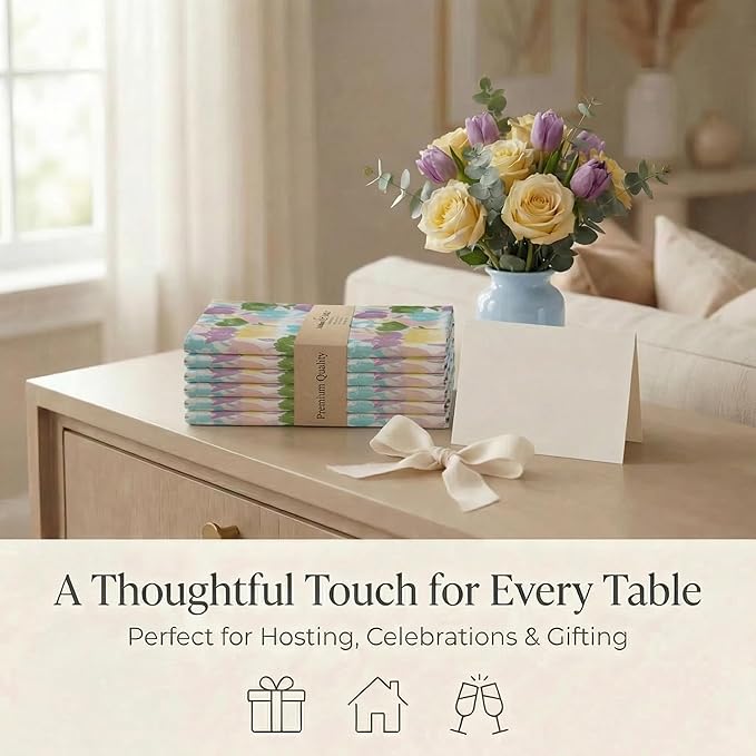 Urban Villa Cloth Napkins 100% Cotton Highly Absorbent Washable Durable Reusable Premium Dinner Napkins Ideal for Gifts for Mothers Day Hotel Farmhouse Parties - Tulip (20" x 20", Set of 12)