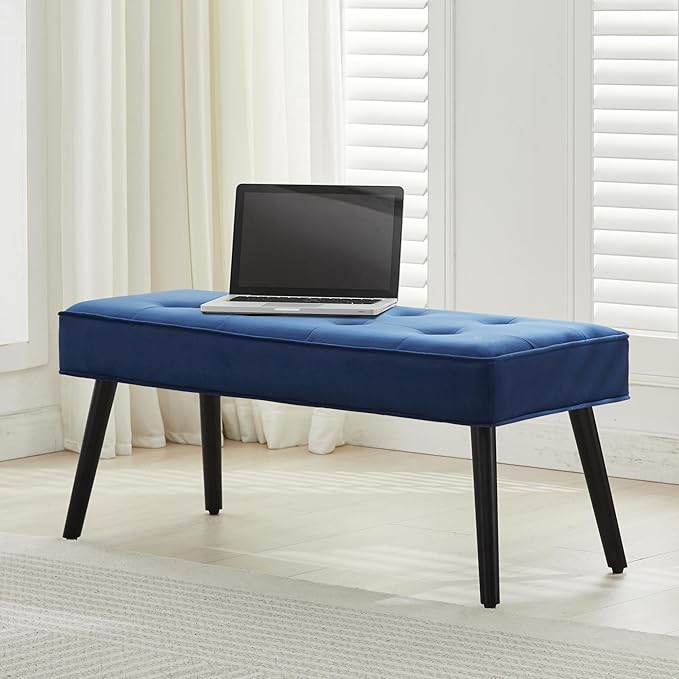 40'' Upholstered Bench, Entryway Ottoman with Wooden Legs for Living Room, End of Bed Bench