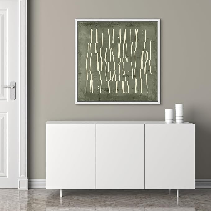 SIGNFORD Framed Canvas Print Wall Art Birch Tree Silhouette Abstract Forest Illustrations Modern Art Relax/Calm Warm for Living Room, Bedroom, Office - 24"x24" White