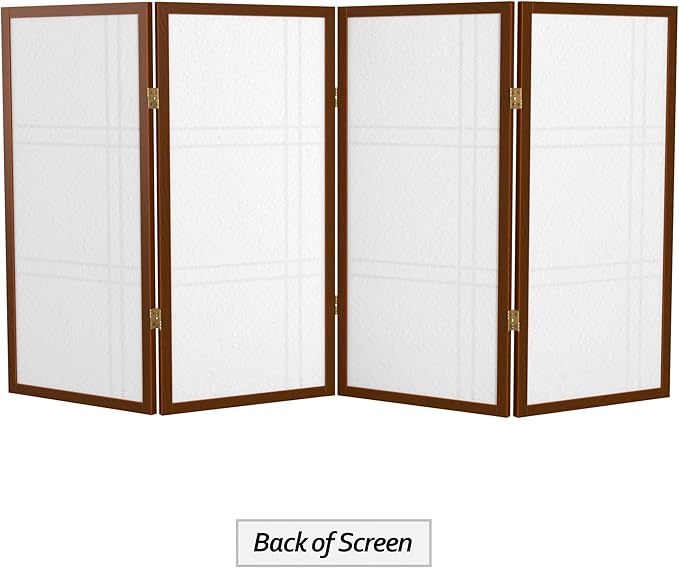 3 ft. Short Double Cross Shoji Screen - Walnut - 4 Panels