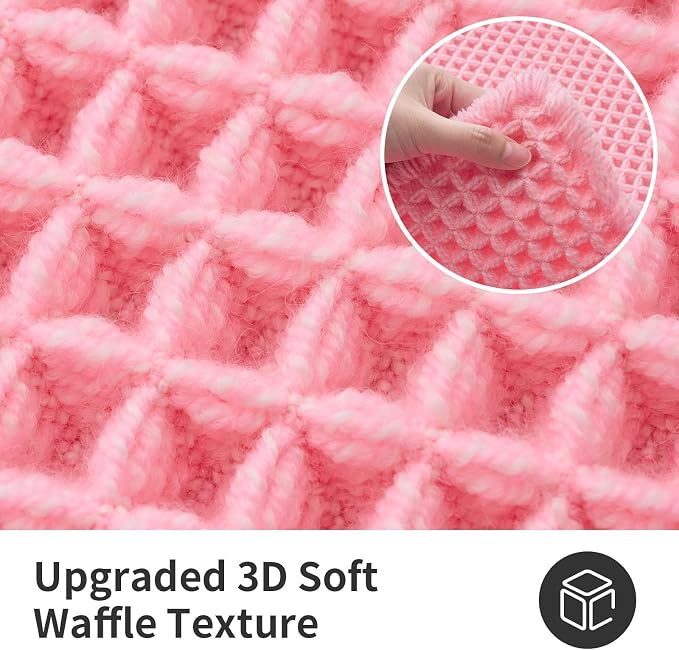 ILANGO Upgraded Waffle Bathroom Runner Rugs,Super Absorbent Boho Non Slip Bathroom Mats Quick Dry,Ultra Soft Machine Washable Mat with Tassels for Hallway,24x72,Pink