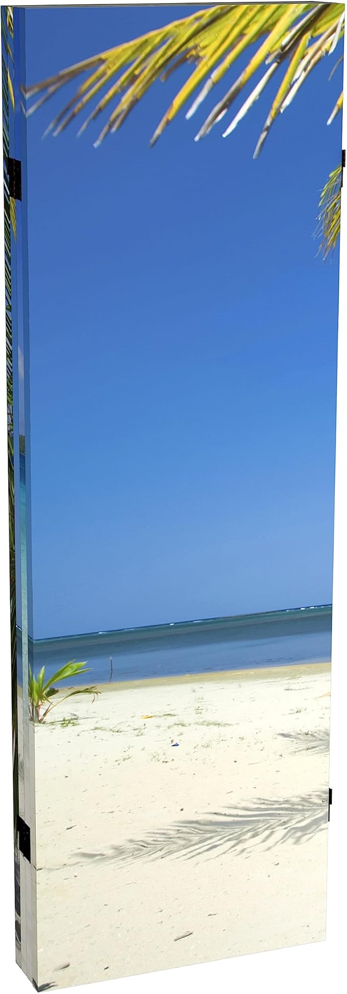 Red Lantern 4 ft. Short Double Sided Beach Canvas Folding Screen 4 Panel Freestanding Partition and Separator for Modern and Contemporary Bedroom, Home Office, Studio, Dorm, Apartment
