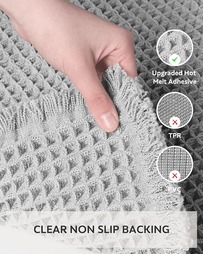 tchdio Waffle Bath Mat Rug, Super Absorbent Non Slip Bath Mats for Bathroom Mat Ultra Soft Bathmat Machine Washable Bathroom Rugs with Tassels, Bath Rugs Beside Tub, 24" x 36"