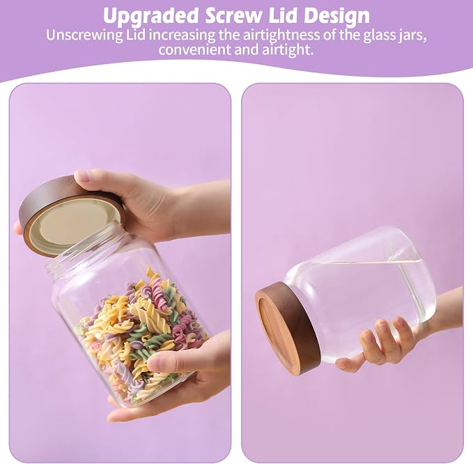 40 oz Glass Storage Jar with Wooden Screw Lids Glass Coffee Canister Borosilicate Glass Food Container for Sugar Coffee Beans Pasta Sugar Candy Spice Tea (1200ml/40oz-single)