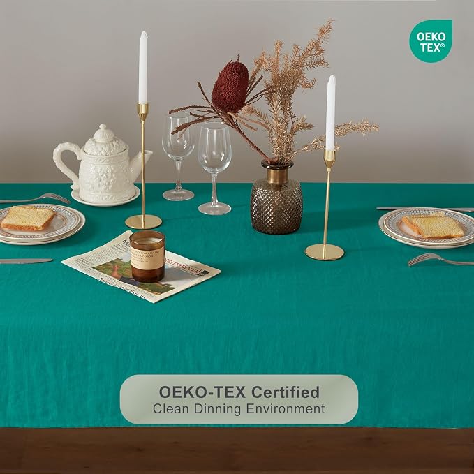 TOSMO 100% French Linen Rectangle Tablecloth, 108LX60W Prewashed Natural Linen Table Cloth for Farmhouse Dining, Buffet Parties, Picnic, Events, Weddings & Restaurants