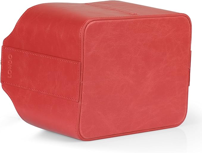 Londo PU Leather Remote Control Holder, Office Supplies Desk Organizer with Tablet Slot, Makeup Brush and Utensils Cube, Large Capacity Desk Caddy With 5 Compartments