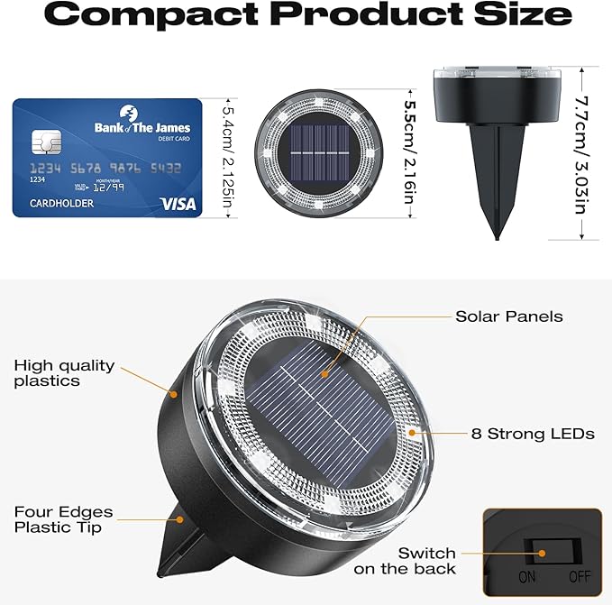vighep Mini Solar Ground Lights, 12 Pack Solar Lights Outdoor Waterproof, Upgraded LED Flat Landscape Lighting for Outside Pathway Garden Patio Yard Driveway,Multi-Colored