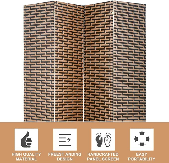 Room Dividers and Folding Privacy Screens 4 Panel 6 ft Foldable Portable Room Seperating Divider, Handwork Wood Mesh Woven Design Room Divider Wall, Room Partitions and Dividers Freestanding, Stack