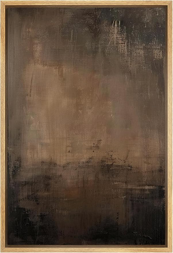SIGNFORD Framed Canvas Print Wall Art Abstract Earthy Tones Rustic Neutral Illustrations Modern Art Decorative Bohemian Relax/Calm for Living Room, Bedroom, Office - 16"x24" Natural