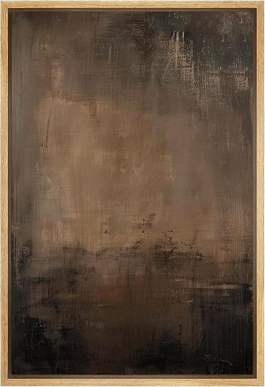 SIGNFORD Framed Canvas Print Wall Art Abstract Earthy Tones Rustic Neutral Illustrations Modern Art Decorative Bohemian Relax/Calm for Living Room, Bedroom, Office - 16"x24" Natural