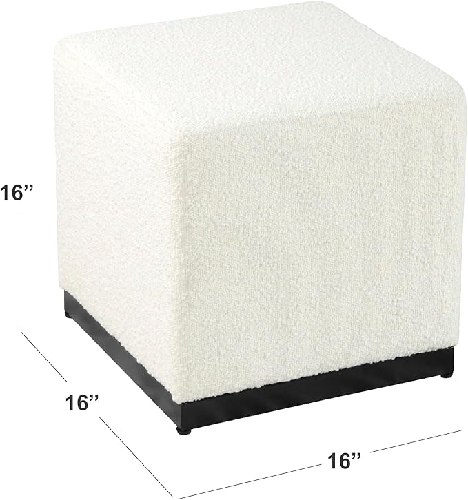 HomePop Cube Ottoman| HomePop Home Décor |Square Ottoman - Cream Boucle