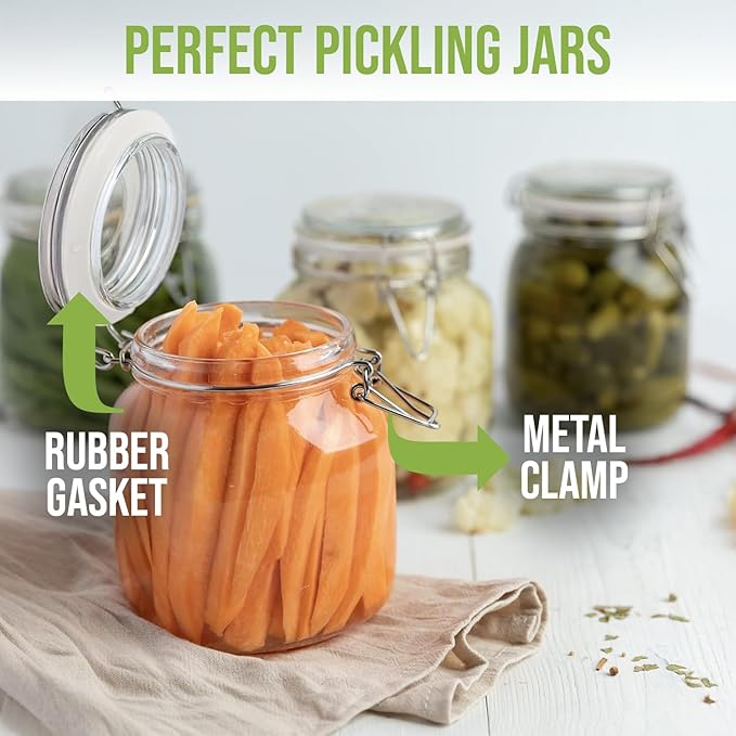 Glass Jars with Lids Food Storage Jars with Airtight Lids Leak Proof Glass Canisters Kitchen [24 oz - 3 Pack]