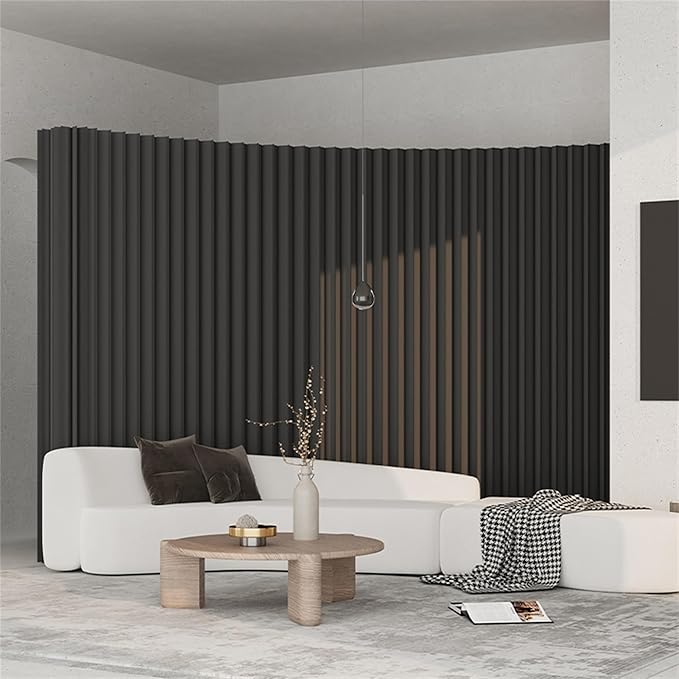 Paper Room Divider, Folding Black Privacy Screens, Decorative Enterprise Office Temporary Divider Wall,Indoor Folding Portable Partition Screen for Home Dorm Office Studio Exhibition Store