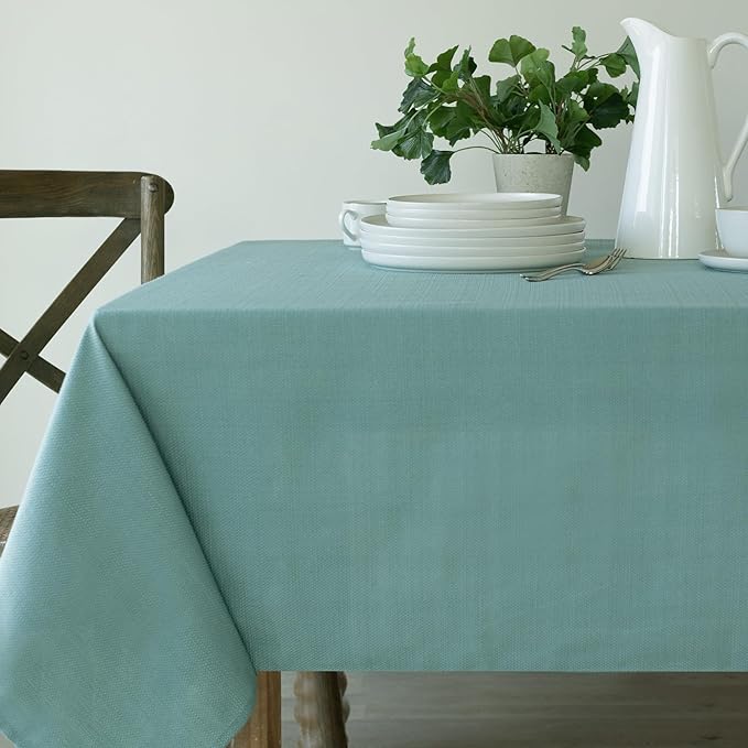 Benson Mills Cameron Textured Fabric Table Cloth, for Everyday Home Dining, Parties, Weddings & Spring Holiday Tablecloths (60" x 120" Rectangular, Nile Blue)