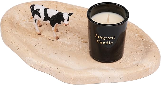 Marble Clould Tray for Bathroom - Travertine Stone Catchall Jewelry Dish for Kithchen Counter and Aesthetic Room Decor, Cute Decorative Vanity Dishes for Trinket Ring Key Candle (9.5'' x 6.3'')