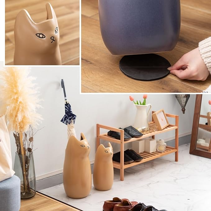 PaletteLife Cat Umbrella Stand, Compact Ceramic Umbrella Holder for Entryway, Cute Scandinavian Decorative Umbrella Rack, Purple