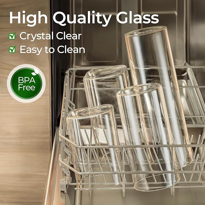 ComSaf 0.5 Qt Glass Food Storage Jars Set of 6, Clear Glass Storage Containers with Lids, Pantry Organization Jar, Spice, Blooming Tea, Coffee, Cookie and Sugar Container, Small jar Set for Kitchen