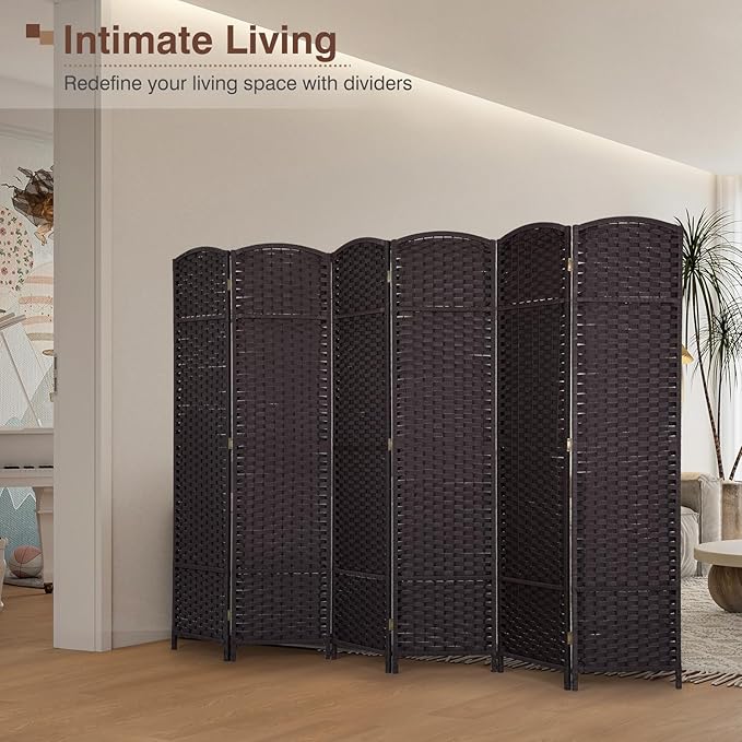 Room Divider 6 Panel 5.6 FT Tall Privacy Screen Waterproof Wood Frame Partition Room Dividers and Folding Privacy Screens Freestanding Wall Divider Indoor and Outdoor for Portable Room Separation