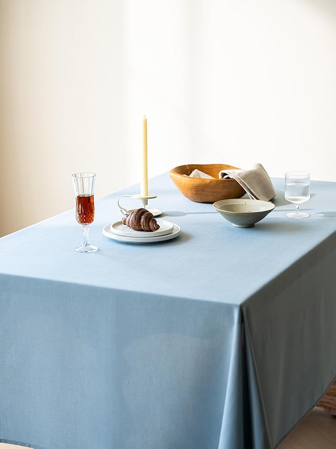Blue Linen Table Cloths for Rectangle Tables Farmhouse Neutral Tablecloth Rectangular Kitchen Decoration Dining Table Cover Washable 60x104