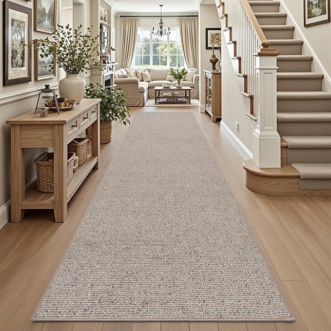 DEXI Hallway Runner Rug 3x10, Non Slip Low Pile Entryway Rug Runners with Rubber Backing, Dirt Trapping Hallways Floor Carpet for Indoor Hall Kitchen Bedroom Bathroom Laundry Room, Beige