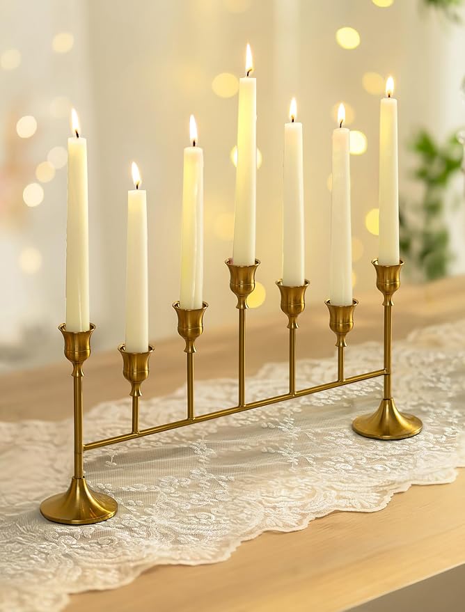 NUPTIO Candlestick Holders for Taper Candles: Gold Candelabra for Weeding Table Centerpieces - Brass Candle Stick Decor for Christmas Birthday Party Fireplace