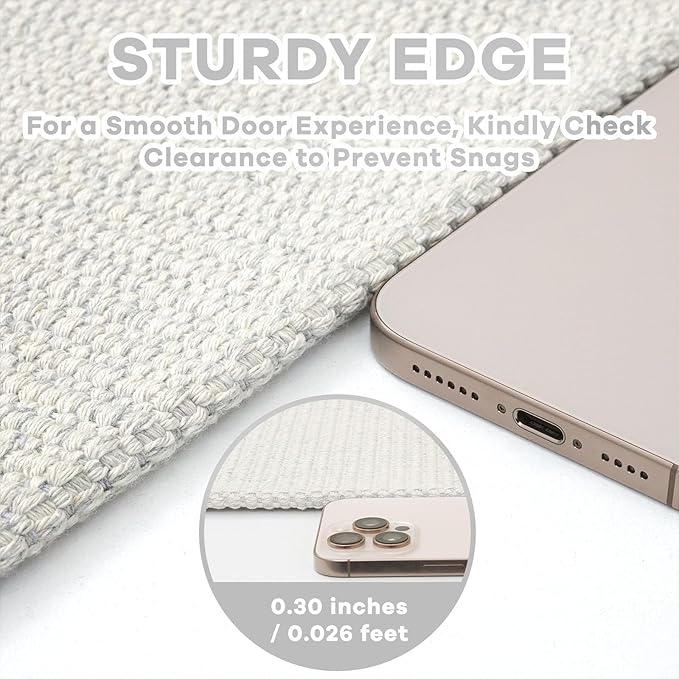 EARTHALL Washable Area Rug 3x4 Ft Non Slip Rugs for Entryway Braided Rubber Backed Throw Rugs Door Mat Indoor Outdoor Entrance Cotton Woven Rug for Kitchen Foyer Front Door Living Room, Cream/Grayish