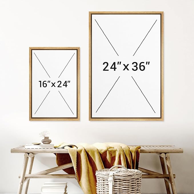 IDEA4WALL Framed Canvas Print Wall Art Geometric Gray Grunge Retro Color Blocks Abstract Shapes Illustrations Modern Art Minimal Relax/Zen for Living Room, Bedroom, Office - 16"x24" Natural