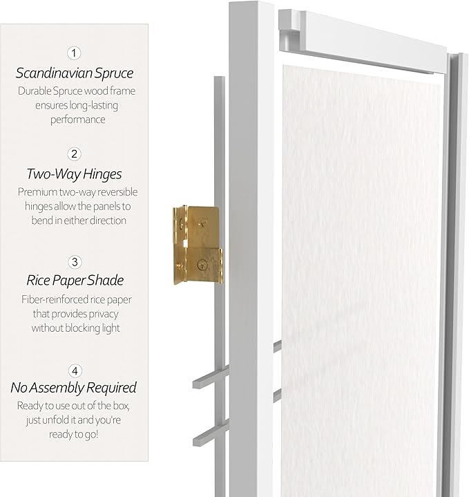 4 ft. Short Double Cross Shoji Screen - White - 4 Panels