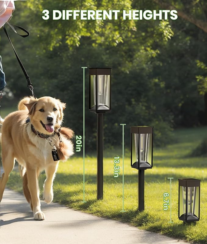 BITPOTT Solar Pathway Lights Outdoor,Bright Solar Lights for Outside, Waterproof Auto On/Off Garden Lights Solar Powered Landscape Lights for Yard Walkway Driveway Lawn (Warm&Cool, 12 Pack)