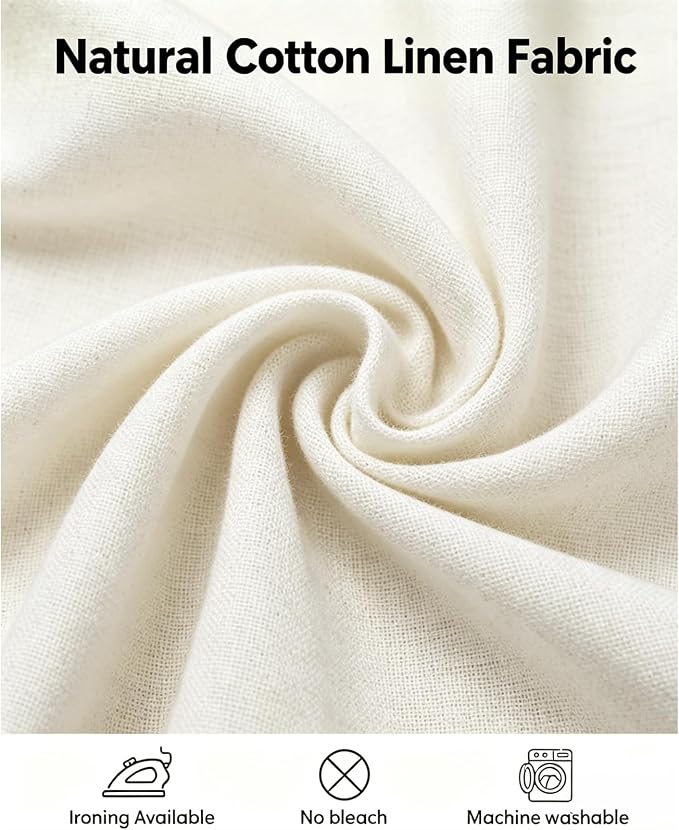 Alsoo Table Cloth Rectangle Table 55" x 90" Linen Look Texture Cotton Tablecloth Waterproof Wrinkle Free Heavy Duty Tables Cover with Tassel for Kitchen Dining Holiday Party, Ivory