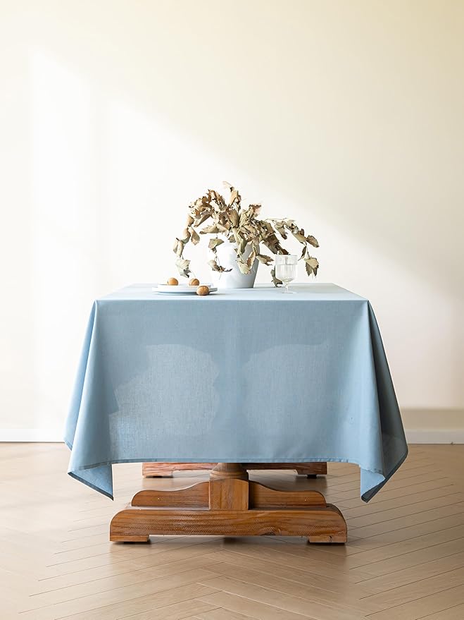 Blue Linen Table Cloths for Rectangle Tables Farmhouse Neutral Tablecloth Rectangular Kitchen Decoration Dining Table Cover Washable 60x104
