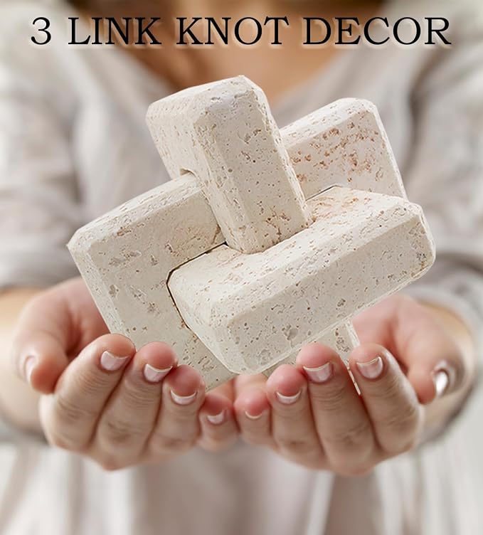 FlidRunest 3 Link Knot Sculpture Decor for Coffee Table, Resin Knot Statues Home Decor for Shelf, Modern Style Boho Figurine Coffee Table Decorative Knot Ornaments for Living Room, Desktop, Bookshelf