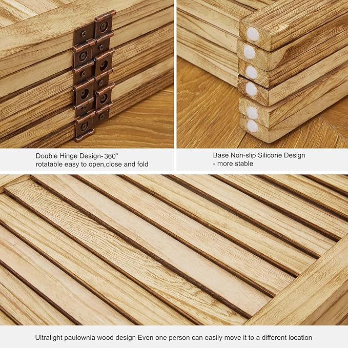 Room Partitions and Dividers Temporary Wall with Double Hinges, 5.6 Ft Tall Folding Louver Wood Screen for Home Office Bedroom Decoration (6 Panels, Natural Color)