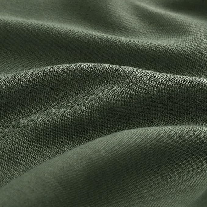 Aersas Olive Green Pinch Pleat Linen Curtains 45 Inch Long for Kitchen Pleated with Hooks Back Tab Light Filtering Boho Farmhouse Short Semi Sheer 45 Inch Cafe Curtain for Dining Room RV Small Window