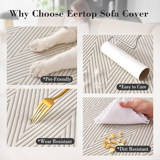 Couch Cushion Covers for Sectional Sofa, Wear Resistant Individual Stretch Seat Sofa Slipcovers for Sofa Cushion Protector Washable Elastic Seat Cover for Pets (Light Gray, 3 Seat Covers S)