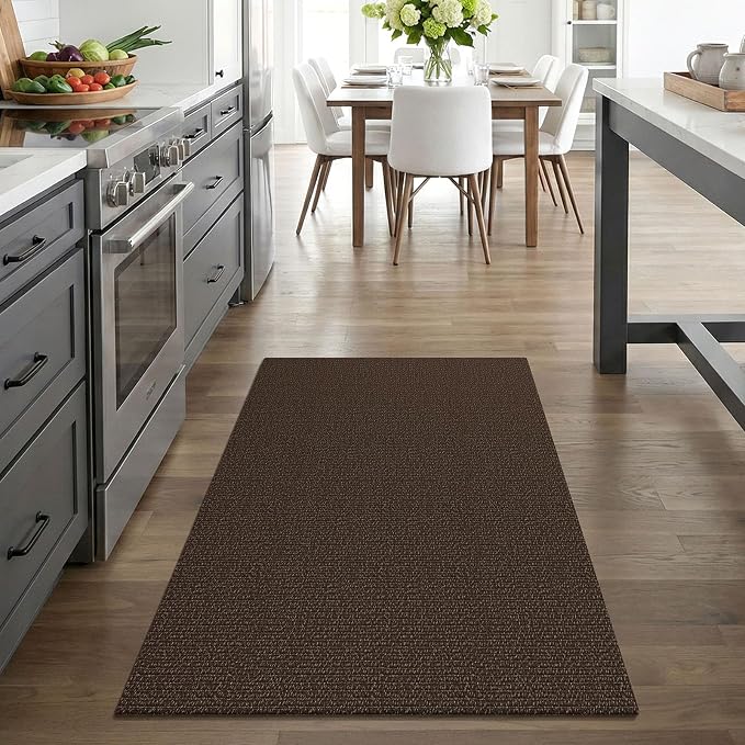 EARTHALL Washable Area Rug 3x4 Ft Non Slip Rugs for Entryway Braided Rubber Backed Throw Rugs Door Mat Indoor Outdoor Entrance Cotton Woven Rug for Kitchen Foyer Front Door Living Room, Brown/Coffee