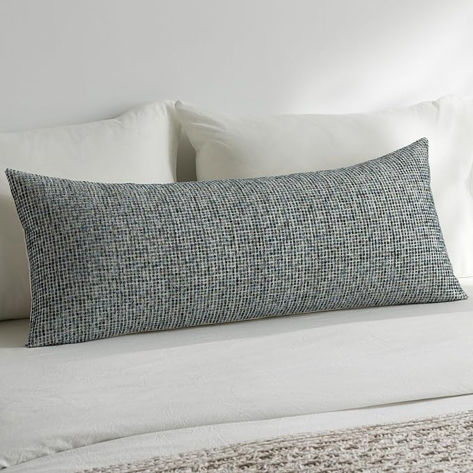 Pack of 1 Neutral Body Pillow Covers 20x54 Boho Textured Dots Stripe Chenille Rectangular Long Decorative Lumbar Pillow Cases Accents for Living Room Couch Bed Farmhouse Home Decor, Turquoise Blue