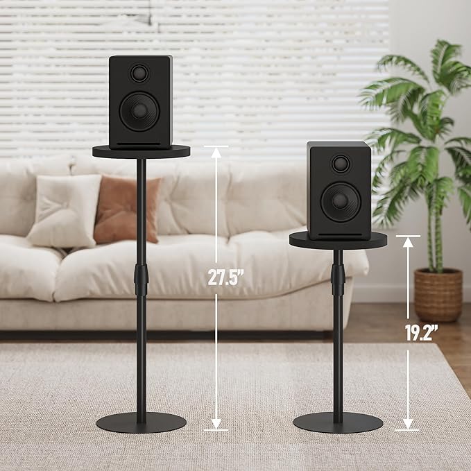 TUTOTAK Tall Round Side Table, Small End Table, Set of 2, Drink Table, Pedestal Side Table, livingroom, Black TB01BK0962