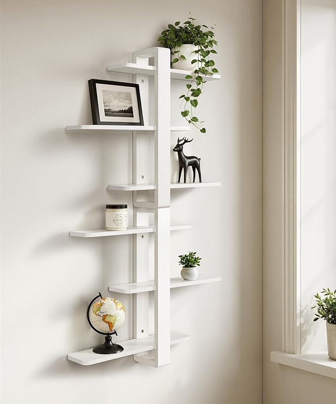 SUMGAR White Floating Shelves for Wall Mounted Shelving Unit All Pine Wood 3 Tier Large Shelf for Bedroom Living Room Office Bathroom Home Decoration Storage Plant Photo Display Modern 20in