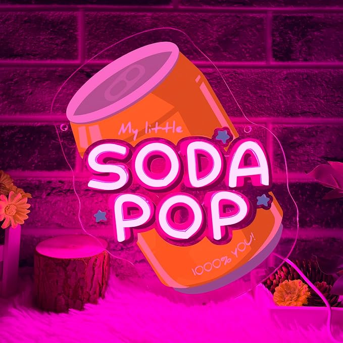 Allball Soda Pop Neon Sign, Beverage Neon Light USB Powered LED Soda Can Business Sign, for Garage Game Room Dorm Room Home Bar Coffee Shop Party Wall Decor Birthday Gifts(11.4 * 8.6 In)