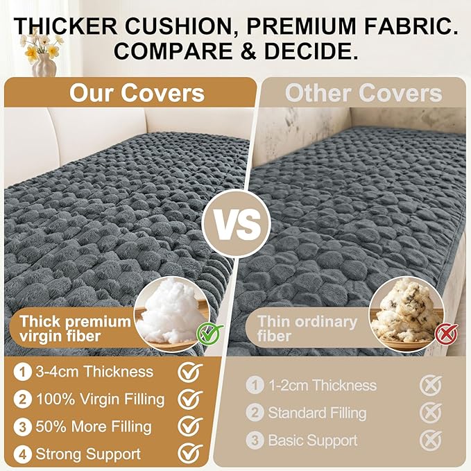 Smiry Couch Covers for Dogs Washable, Non Slip Fuzzy Pet Couch Covers for Sofa, Soft Thick Sofa Slipcovers Furniture Protector Pet Friendly (Dark Grey, 27.6" x 47")