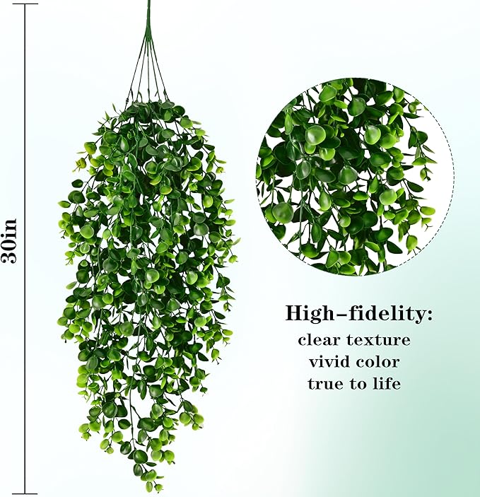 Waipfaru 8Pcs Fake Hanging Plants 2.7ft Fake Plants UV Resistant Fake Vines Artificial Decor for Indoor Outdoor Party Wall Porch Wedding Decoration