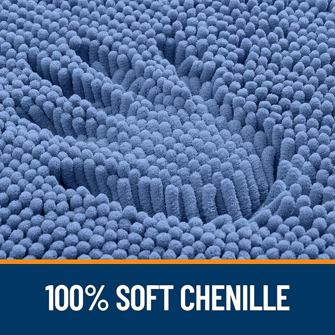 OLANLY Large Bathroom Rugs 47x32, Soft Absorbent Chenille Bath Rugs, Rubber Backing Quick Dry, Machine Washable Bath Mats for Bathroom Floor, Tub and Shower, Home Decor Accessories, Cornflower Blue