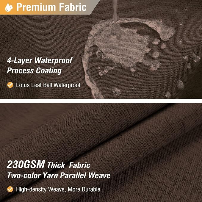 BTTN Fabric Shower Curtain, Linen Textured Heavy Duty Polyester Cloth Shower Curtain Set with Plastic Hooks, Brown, 72x84
