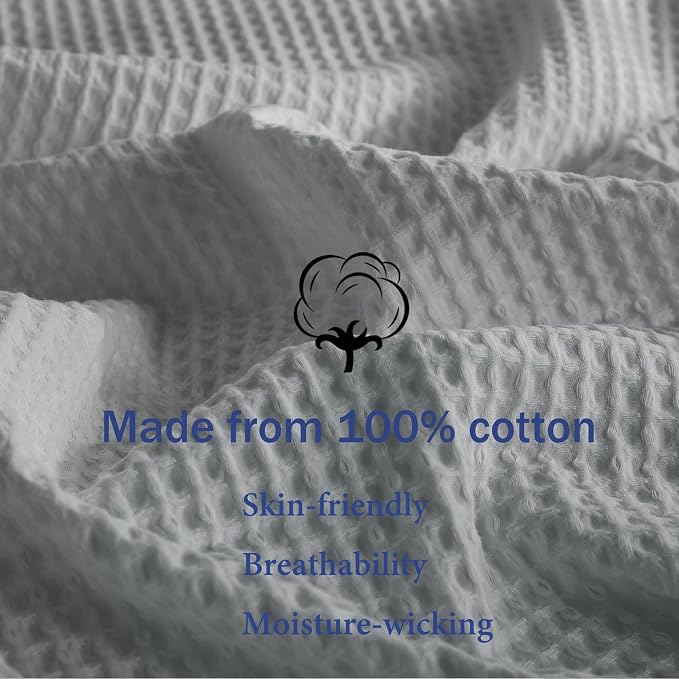 100% Egyptian Cotton Waffle Weave Throw Blanket for Bed Couch Sofa Home Decor, Soft Lightweight Bed & Couch Blanket for All Seasons (Light Grey - Full Size - 84 * 90")