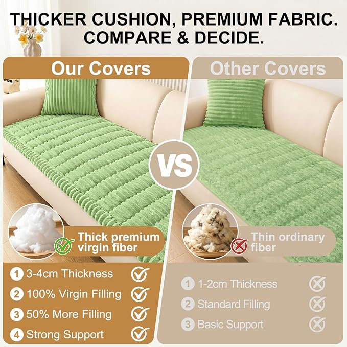 Smiry Couch Cover for Dogs, Non Slip Washable Sofa Protector for Pets, Soft Furniture Cover for Pet, Stylish Sofa Covers, Cozy Protect Against Fur, Dirt & Everyday Messes (Grass Green, 35.4" x 70.9")