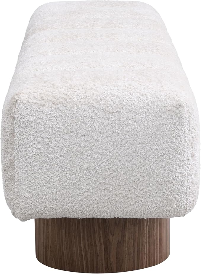 Christopher Knight Home Manila 64" Boucle Dining Bench, Upholstered Ottoman Bench, Rectangular Dining Seat, Spacious Seating, Long Footstool for Living Room Dining Room, No Assembly Needed, Beige