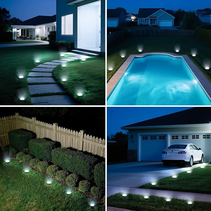 vighep Mini Solar Ground Lights, 12 Pack 2.2 Inch Solar Lights Outdoor Waterproof, Mow‑Over Safe, Upgraded LED Flat Landscape Lighting for Outside Pathway Garden Patio Yard Driveway,Cold White