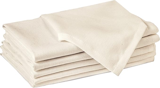 Encasa XO Natural Cloth Napkins Set of 6, 20"x20" | Solid Color Cotton Dinner Napkins | Washable & Reusable Wedding Napkins for Holiday Dinners, Party, & Everyday Table Decor